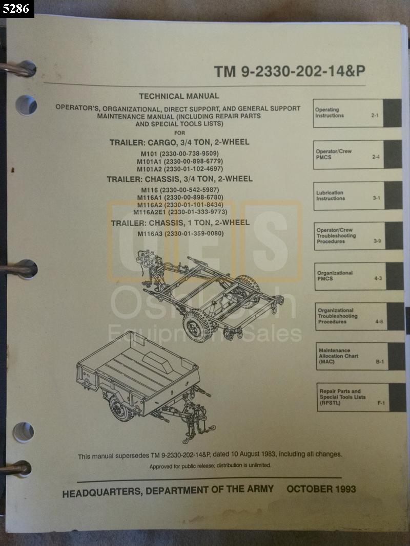 M101 Trailer Technical Manual Oshkosh Equipment
