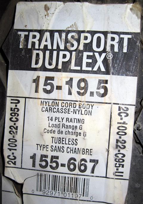 15-19.5 Firestone Transport Duplex Tire on M747 Trailer Wheel