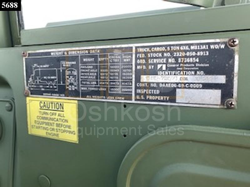 M813A1 6x6 5 Ton Military Cargo Truck (C-200-63) - Oshkosh Equipment