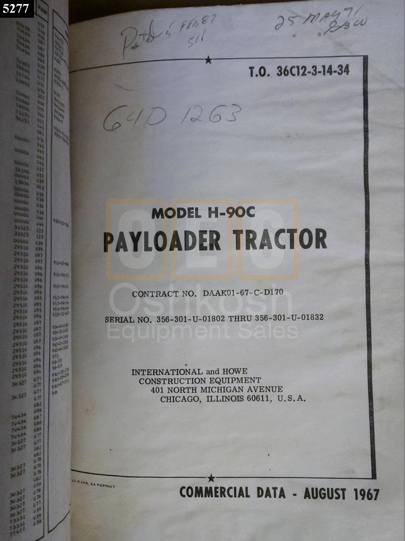 Frannk G. Hough Model H-90CM Loader, Scoop Type Technical Manual - Used Serviceable