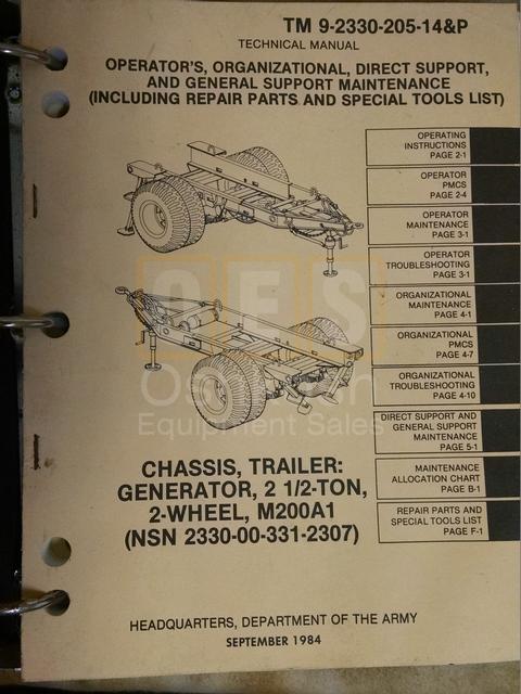 M200A1 Chassis, Trailer Technical Manual