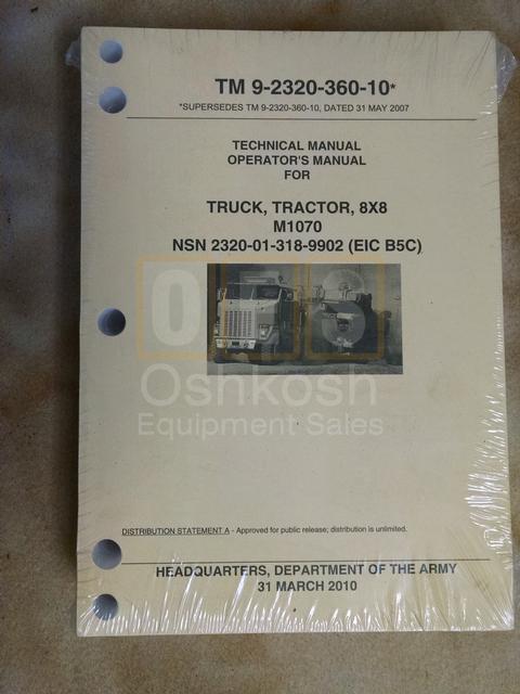 Oshkosh Corp. M1070 Tractor Truck Technical Manual on Disc