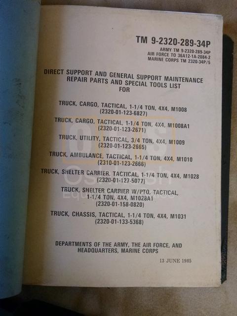 CUCV M1008 Series Truck Technical Manual
